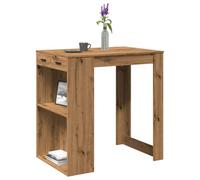 EDNRSOG Table de bar en chêne Artisan 102 x 70 x 103,5 cm | 2 étagères, 1 tiroir, facile d'entretien, polyvalent, avec support mural