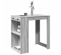 EDNRSOG Table de bar gris Sonoma - 102 x 70 x 103,5 cm - En bois | 2 étagères, 1 tiroir, facile d'entretien, polyvalent pour la cuisine ou le salon