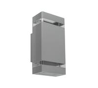 EDO Applique murale Exterieur PANAM OV Grey Lampe Murale en Aluminium Gris IP54 Applique Murale avec Douille 2xGU10 2x35W Eclairage Décoration Lumière Lampe D'entrée Pour Ampoules LED
