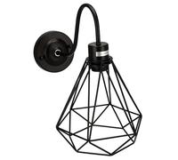 EDO Applique murale interieur LOFT ALAMBRA CORTO, 1 flamme industrielle, vintage, rétro, lampe de salon en métal noir, lampe de chambre avec douille E27, EDO777194