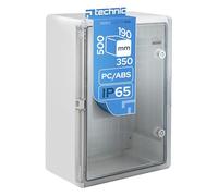 EDO Boîtier de Jonction Étanche de Distribution IP65 350x500x190 mm Gris | En Saillie Coffret Armoire Électrique en ABS avec Porte Transparente - Installations Murale pour Int./Ext.