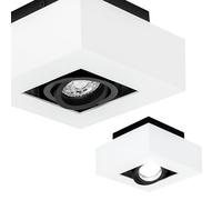 EDO Carré Spot de Plafond GU10 OSMIN RIM 1 Spot Blanc/Noir - Plafonnier en Saillie - Lampe Simple avec Anneau Interchangeable et Orientable - Éclairage Moderne pour Salon, Chambre, Cuisine