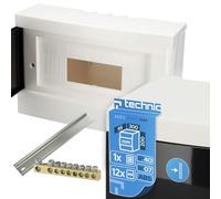 EDO Coffret Électrique Apparent 1 Rangée pour 12 Modules IP40 IK07 | 20 x 30 x 9,5 cm - Boîtier de Distribution en ABS Blanc - Tableau Électrique Intérieur pour Garage, Atelier, Maison