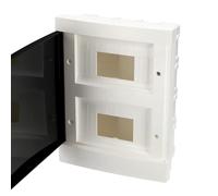 EDO Coffret Électrique Apparent 2 Rangée pour 16 Modules IP40 IK07 | 29 x 22 x 9,5 cm - Boîtier de Distribution en ABS Blanc - Tableau Électrique Intérieur pour Garage, Atelier, Maison