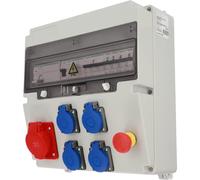 EDO Coffret Électrique de Chantier de Compatible ASTAT 398 Standard Plus IP65 Distributeur de Courant Électrique avec Disjoncteur 16A/5P, 4x200/250V IP44 Déclencheur iMX Répartiteur Extérieur