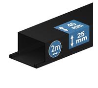EDO Goulotte de Câble 40x25 mm Cache-Câble Anthracite Foncé 2m - Goulotte PVC avec Couvercle à Clipser - Cache Câble Mural en Saillie - Goulotte Décorative TV, Bureau, Salon