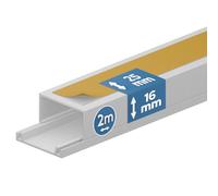 EDO Goulotte de Câble Autocollante 25x16 mm Cache-Câble Blanc 2m - Goulotte PVC avec Couvercle à Clipser - Goulotte Mural Autocollante - TV, Bureau, Salon