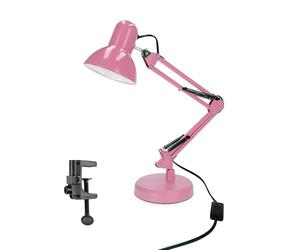 EDO Lampe de Bureau Enfant - Lampe Pince - Lampe de Chevet Rose avec Bras Pivotant Réglable pour le Bureau et Salon de Manucure - Lampe de Lecture Rétro PIXI avec Douille E27 Sans Ampoule