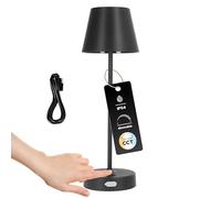 EDO Lampe de Table LED Sans Fil à Intensité Variable USB-C Rechargeable LED NELI 2,7W CCT 2700K-6500K Lampe de Bureau et Chevet Intérieur et Extérieur IP54 Éclairage Portable Étanchéité Noir