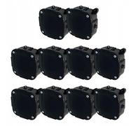 EDO Lot de 10 Boîtes de Dérivation IP44 Hermétiques 88x88x40 mm Noires | 4 Entrées - Sans Halogène - Boîtes de Jonction avec Bornes et Fermeture à Vis Intérieur et Extérieur