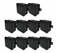 EDO Lot de 10 Boîtes de Dérivation IP54 Hermétiques 100x100x41 mm Noires, 12 Entrées - Flexibles et Sans Halogène - Boîtes de Jonction avec Sorties et Fermeture à Clip Int./Ext.