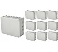 EDO Lot de 10 Boîtes de Dérivation IP66 Étanches 240x190x95 mm Grises - Résistantes aux UV et sans Halogène - Boîtes de Jonction avec Presse-étoupes et Couvercle à Vis Intérieur et Extérieur