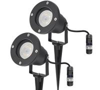 EDO Lot de 2 Spot Extérieur avec Piquet GU10 HORTUS Noir IP65 avec 2x Connecteur de Câble Étanche IP68 0,5-2,5 mm², Ø6,5-11 mm - Spot de Jardin à Encastrer, Lampe Exterieur pour Jardin, Chemin