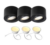 EDO Lot de 3 Rond Spots LED de Plafond Noir ZALDA OV Lampe de Plafond Extra Plat & Pivotant, Spot LED en Saillie Orientable avec 4,8W 3000K Blanc Chaud 500lm 230V - Ø80*50mm, Plafonnier en Aluminium