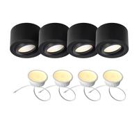 EDO Lot de 4 Rond Spots LED de Plafond Niur ZALDA OV Lampe de Plafond Extra Plat & Pivotant, Spot LED en Saillie Orientable avec 4,8W 3000K Blanc Chaud 500lm 230V - Ø80*50mm, Plafonnier en Aluminium