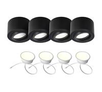 EDO Lot de 4 Rond Spots LED de Plafond Noir ZALDA OV Lampe de Plafond Extra Plat & Pivotant, Spot LED en Saillie Orientable avec 4,8W 4000K Blanc Neutre 500lm 230V - Ø80*50mm, Plafonnier en Aluminium