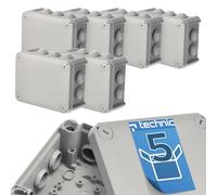 EDO Lot de 5 Boîtes de Dérivation IP44 Étanches 150x115x65 mm Grises