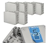 EDO Lot de 5 Boîtes de Dérivation IP44 Étanches 240x190x95 mm Grises
