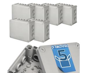 EDO Lot de 5 Boîtes de Dérivation IP44 Étanches 240x190x95 mm Grises | Résistantes aux UV et sans Halogène - Boîtes de Jonction avec Presse-étoupes et Couvercle à Vis Intérieur et Extérieur