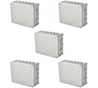 EDO Lot de 5 Boîtes de Dérivation IP66 Étanches 240x190x95 mm Grises - Résistantes aux UV et sans Halogène - Boîtes de Jonction avec Presse-étoupes et Couvercle à Vis Intérieur et Extérieur