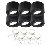 EDO Lot de 6 Rond Spots LED de Plafond Noir ZALDA OV Lampe de Plafond Extra Plat & Pivotant, Spot LED en Saillie Orientable avec 4,8W 4000K Blanc Neutre 500lm 230V - Ø80*50mm, Plafonnier en Aluminium