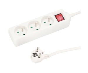 EDO, multiprise - Logan câble d'extension Blanc 3 Fois Type E français 5m câble multiprise Extension 5m, multiprise 3 Fois, Triple Prise, multiprise avec Interrupteur 5m multiprise rallonge EDO777562