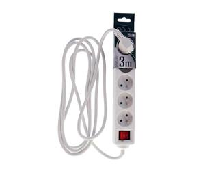 EDO Multiprise Logan - Câble d'Extension Blanc 5 Voies Type E Français 3m avec Interrupteur - EDO777672