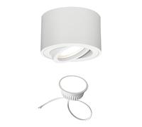 EDO Rond Spot LED de Plafond Blanc ZALDA OV Lampe de Plafond Extra Plat & Pivotant, Spot LED en Saillie Orientable avec 4,8W 4000K Blanc Neutre 500lm 230V - Ø80*50mm, Plafonnier en Aluminium