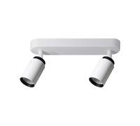 EDO Spot de Plafond Orientable Blanche et Noire MALGA DUO 2, Plafonnier 2 Spot avec Douille GU10, Éclairage de Plafond Moderne, Luminaire Plafonnier 230V, Barre de Spot pour Salon Chambre à Coucher