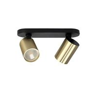 EDO Spot de Plafond Orientable Noire et Dorée MALGA ELEGANT 2 Plafonnier 2 Spot avec Douille GU10 Éclairage de Plafond Moderne Luminaire Plafonnier 230V Barre de Spot pour Salon Chambre à Coucher