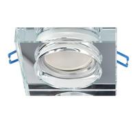 EDO Spot Encastrable Carré CRYSTAL GRANDE Argent - Applique Plafond Intérieur en Verre Trempé - Compatible avec Ampoule GU10 - Luminaire Encastré pour Salon, Cuisine, Bureau