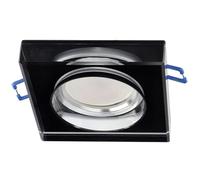 EDO Spot Encastrable Carré CRYSTAL GRANDE Noir - Applique Plafond Intérieur en Verre Trempé - Compatible avec Ampoule GU10 - Luminaire Encastré pour Salon, Cuisine, Bureau