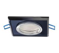 EDO Spot Encastrable Carré CRYSTAL Noir - Applique Plafond Intérieur en Verre Trempé - Compatible avec Ampoule GU10 - Luminaire Encastré pour Salon, Cuisine, Bureau