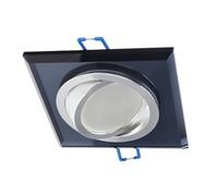 EDO Spot Encastrable Carré Orientable CRYSTAL R Noir - Applique Plafond Intérieur en Verre Trempé - Compatible avec Ampoule GU10 - Luminaire Encastré pour Salon, Cuisine, Bureau