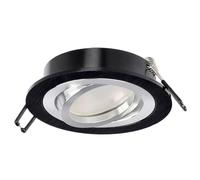 EDO Spot Encastrable CERI 1 OV Noir et Argent Ronde Orientable IP20 - Luminaire Encastré Sous Plafond en Aluminium - Compatible avec Ampoule GU10 - Éclairage pour Salon, Cuisine, Bureau