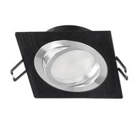 EDO Spot Encastrable CERI 1 SQ Noir et Argent Carré Orientable IP20 - Luminaire Encastré Sous Plafond en Aluminium - Compatible avec Ampoule GU10 - Éclairage pour Salon, Cuisine, Bureau