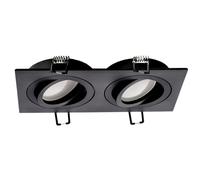 EDO Spot Encastrable Double CERI 2 SQ Noir Orientable Carré IP20 - Luminaire Encastré Sous Plafond en Aluminium - Compatible avec Ampoule GU10 - Éclairage pour Salon, Cuisine, Bureau