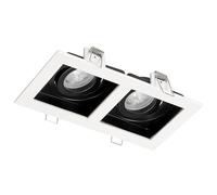 EDO Spot Encastrable Orientable Double RUTEN 2 White/Black Carré, Spot Encastré de Plafond Blanc-Noir - L180×100×40 mm, Luminaire de Plafond en Aluminium pour Couloir, Salon, Chambre, Cuisine