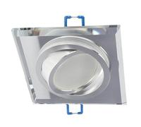 EDO Spot Encastrable Plafond Carré CRYSTAL R Verre Trempé Argent 35W Réglable - Luminaire Encastré GU10, Spot Plafond Moderne Éclairage Intérieur pour Salon Cuisine Couloir Bureau sans Ampoule