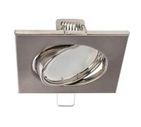 EDO Spot Encastré Orientable Carré Nickel Brillant VIERA - Compatible avec Ampoule GU10 - Luminaire de Plafond Design pour Cuisine, Salon, Bureau, Couloir - Éclairage Intérieur Moderne
