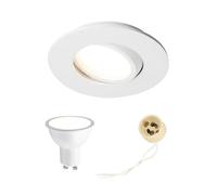 EDO Spot LED Encastrable POLI Blanc - Cadre de Montag Rond Ø95mm avec 5,5W 4000K 500lm 230V - Spot Encastré avec Anneau Orientable - Plafonnier IP44 Lampe de Plafond pour Salle de Bain Cuisine