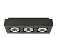 EDO Spot Plafond Triple en Saillie OSMIN 3 Noir IP20 Carré - Luminaire Plafonnier Moderne, Éclairage de Plafond en Métal, Spot LED, Orientable Spots, EDO777426 Noir