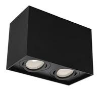 EDO Spot Plafonnier Carré Noir PALLAD 2 - Luminaire de Plafond Apparent Double Orientable - Compatible avec Ampoule GU10 - Éclairage Intérieur Design pour Cuisine, Salon, Bureau, Couloir