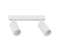 EDO Spots de Plafond Orientable Blanc MALGA 2, Plafonnier 2 Spots avec Douille GU10, Éclairage de Plafond Moderne, Luminaire Plafonnier 230V, Barre de Spot sans Ampoules pour Salon Chambre à Coucher