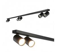 EDO Spots de Plafond Orientable Noir MALGA LINE 6, Plafonnier 6 Spots avec Douille GU10, Éclairage de Plafond Moderne, Luminaire 230V, Barre de Spot sans Ampoules pour Salon Chambre à Coucher