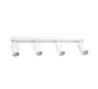 EDO Spots de Plafond Orientable Weiß MALGA 4, Plafonnier 4 Spots avec Douille GU10, Éclairage de Plafond Moderne, Luminaire Plafonnier 230V, Barre de Spot sans Ampoules pour Salon Chambre à Coucher