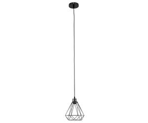 EDO Suspension ALAMBRA LARGO, Vintage, Rétro, lampe suspendue en acier et plastique noir, idéal pour Salon, Chambre, Café, Restaurent, Culot E27, Cage: 20x23, IP20, 230V EDO777193