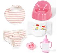 eDollable Ensemble d'accessoires pour poupées de 30cm Comprenant Un Pot, Un Bavoir, Une Sucette, Une Couche et Un biberon Parfaits pour Les Enfants, Les Jeunes Enfants et Les Filles