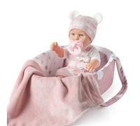 eDollable Ensemble de Jouets pour Poupée de 30,5 cm avec Accessoires - Porte-poupée, Berceau, Tétine et Couverture - Première Poupée pour Petites Filles à partir de 3 Ans