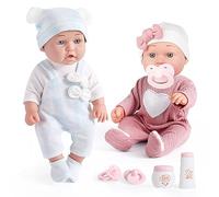 eDollable Poupées jumelles réalistes de 30 cm avec vêtements et tétines, poupées garçon et fille, ensemble de jouets pour les enfants de 3 ans et plus